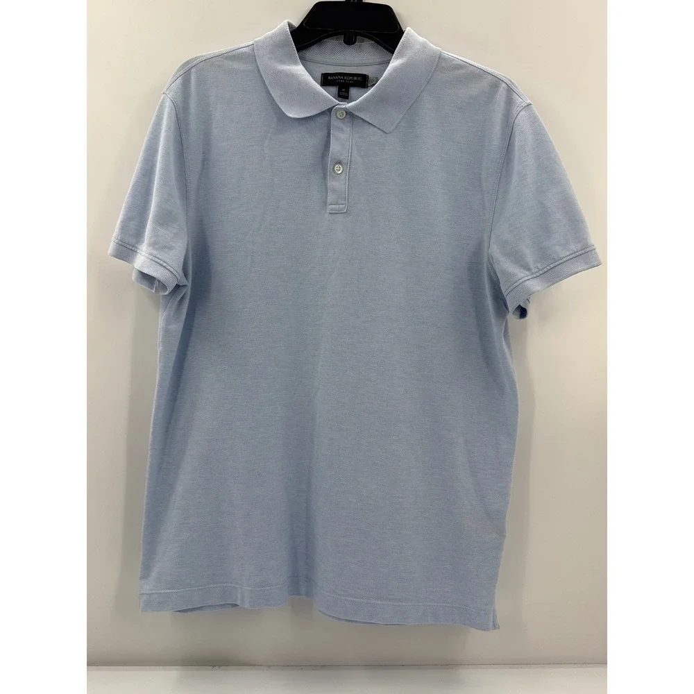 Banana Republic Core‎ Temp Polo Shirt Mens Medium Light Blue Short Sleeve Pique